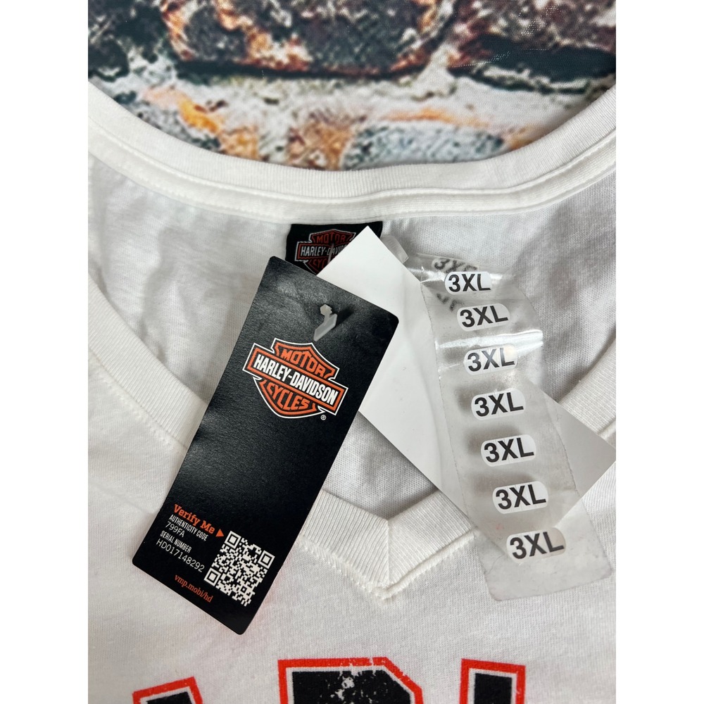 Harley-Davidson Mens White Rocky Top Pigeon Forge TN V-Neck Graphic T-Shirt 3XL - Picture 2 of 4